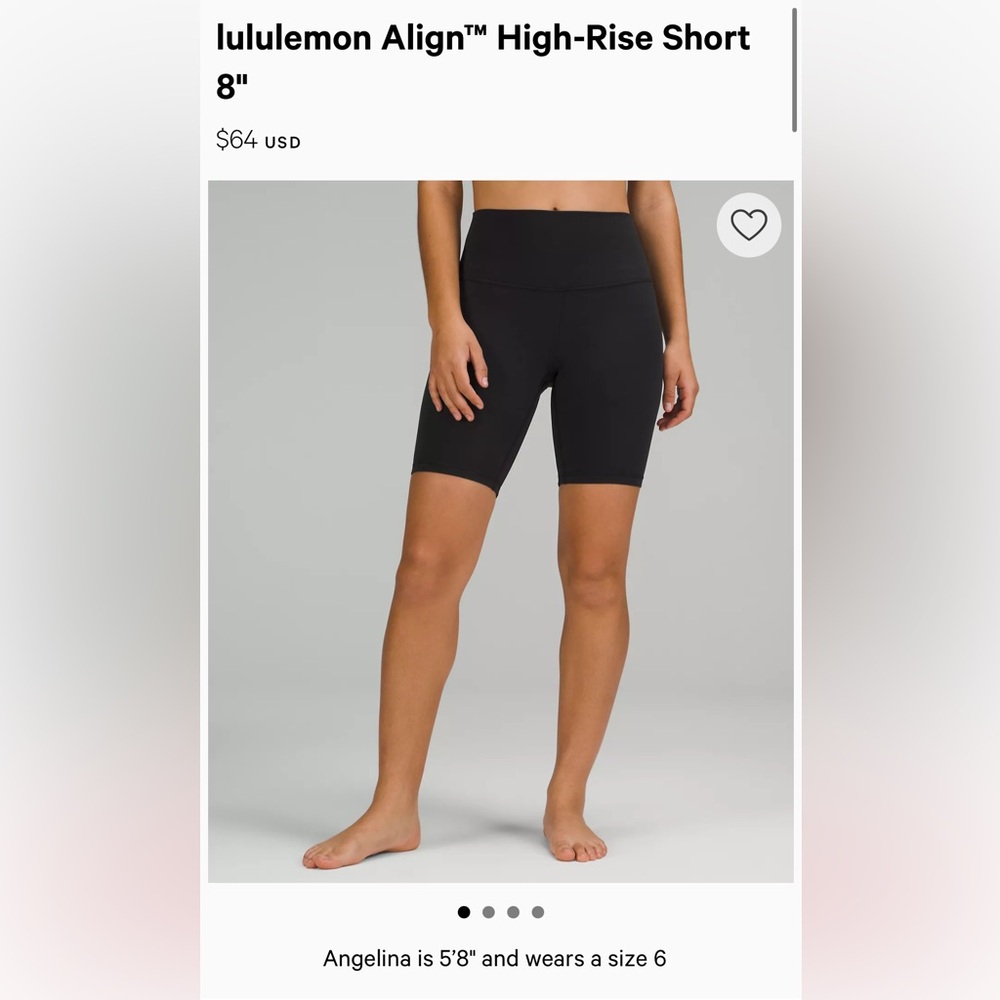 Lululemon Align high rise 8” inseam shorts in black size 12